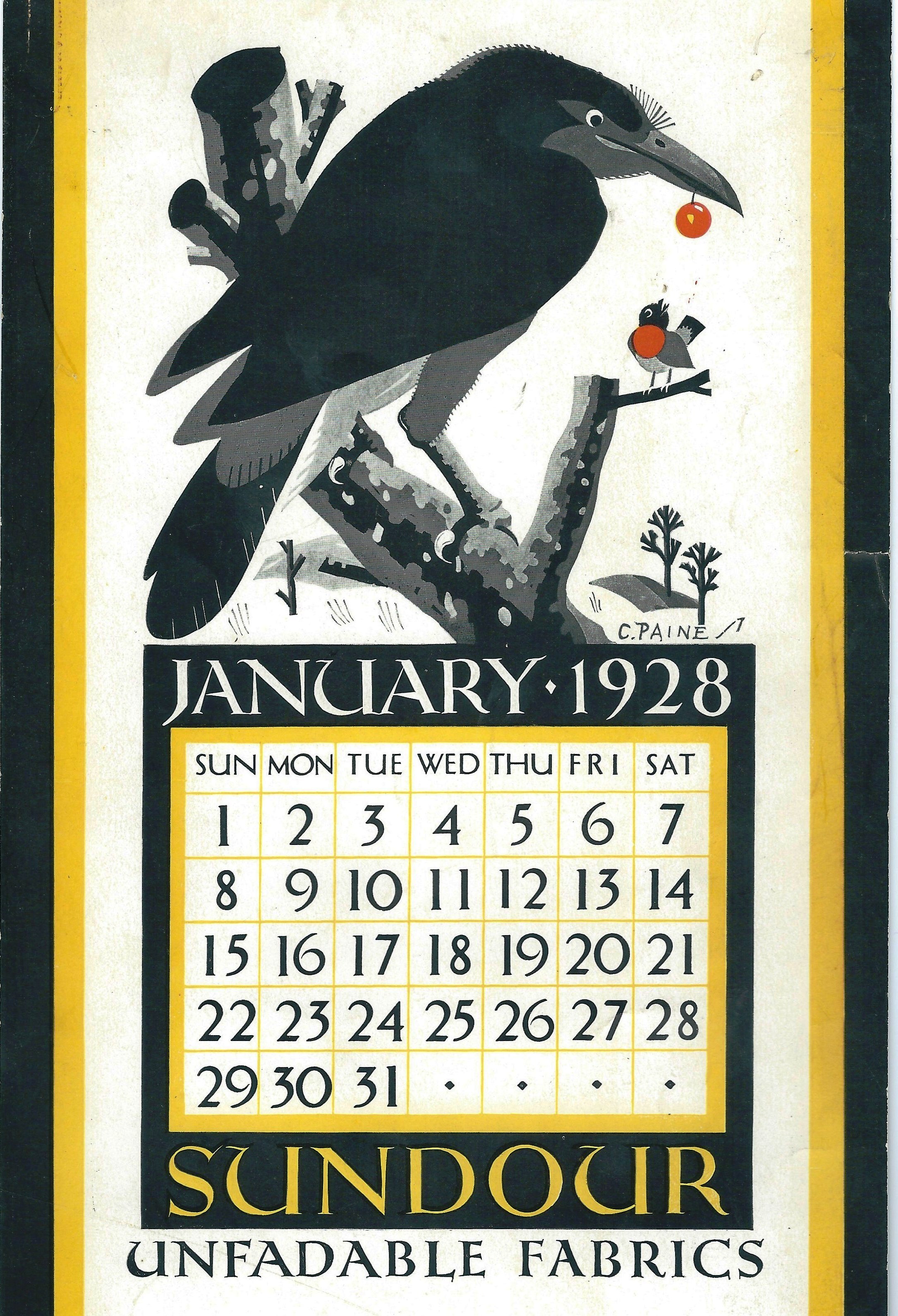 Sundour Calendar January 1928 1