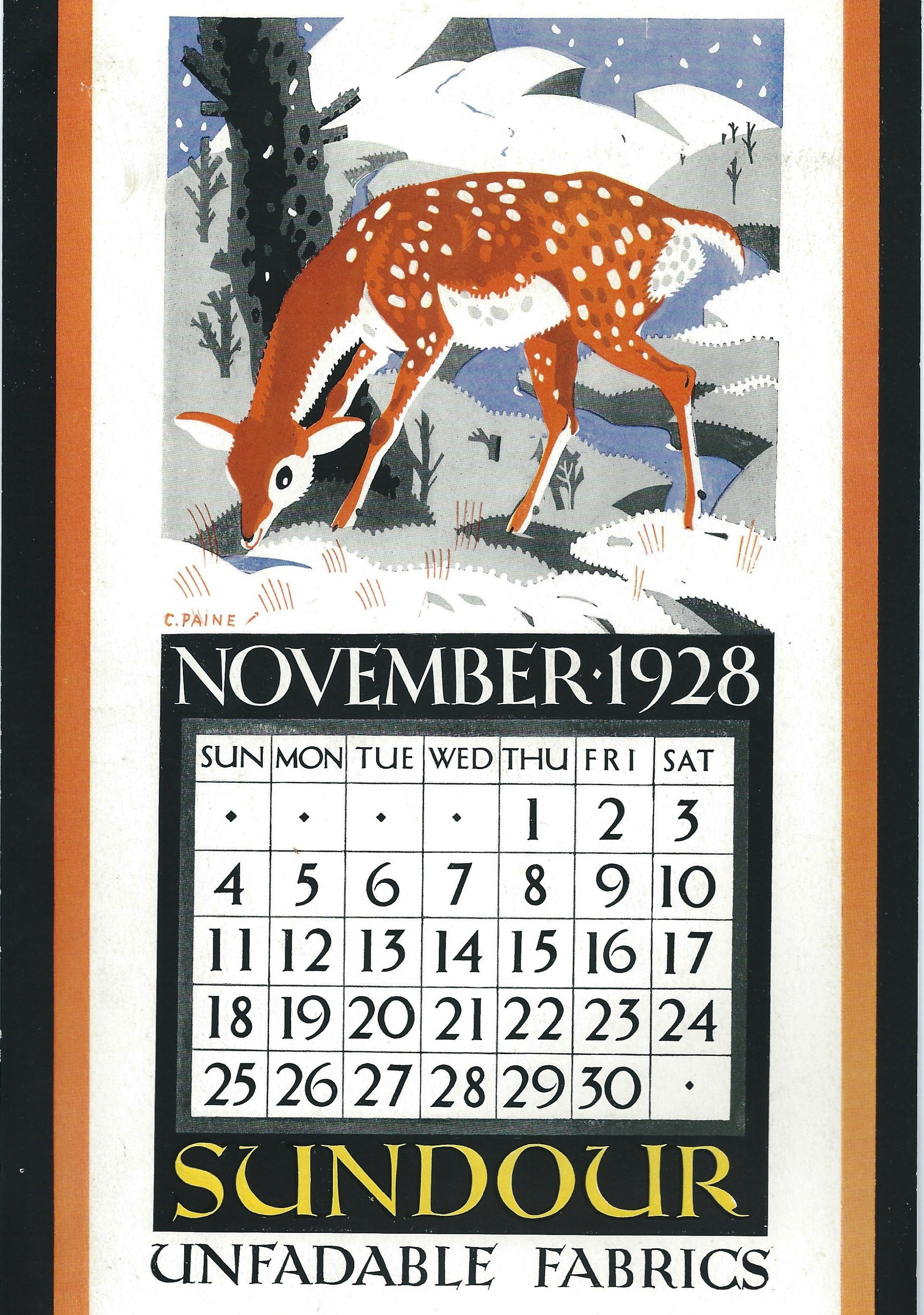 Sundour Calendar November 1928 1