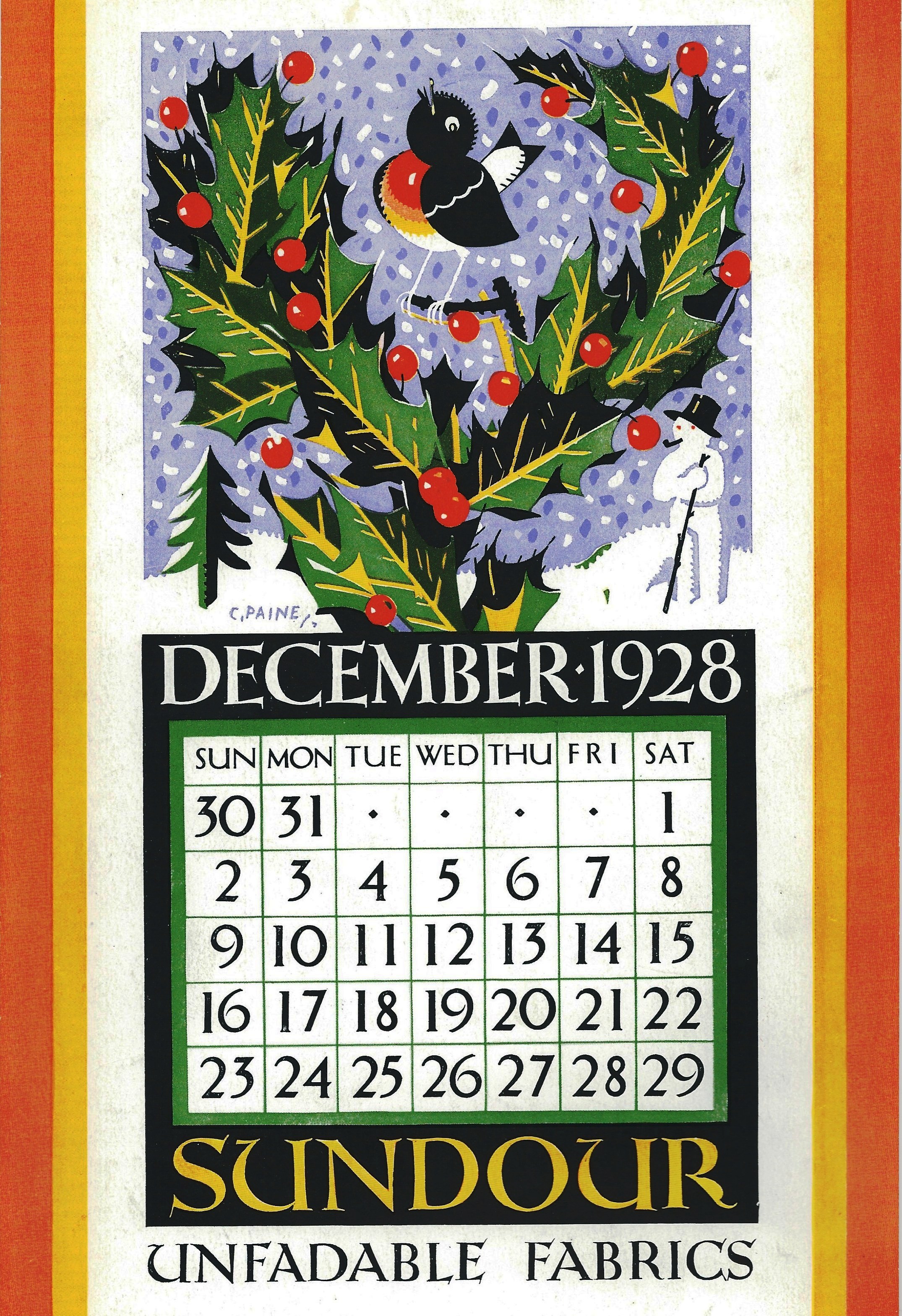 Sundour Calendar December 1928 1