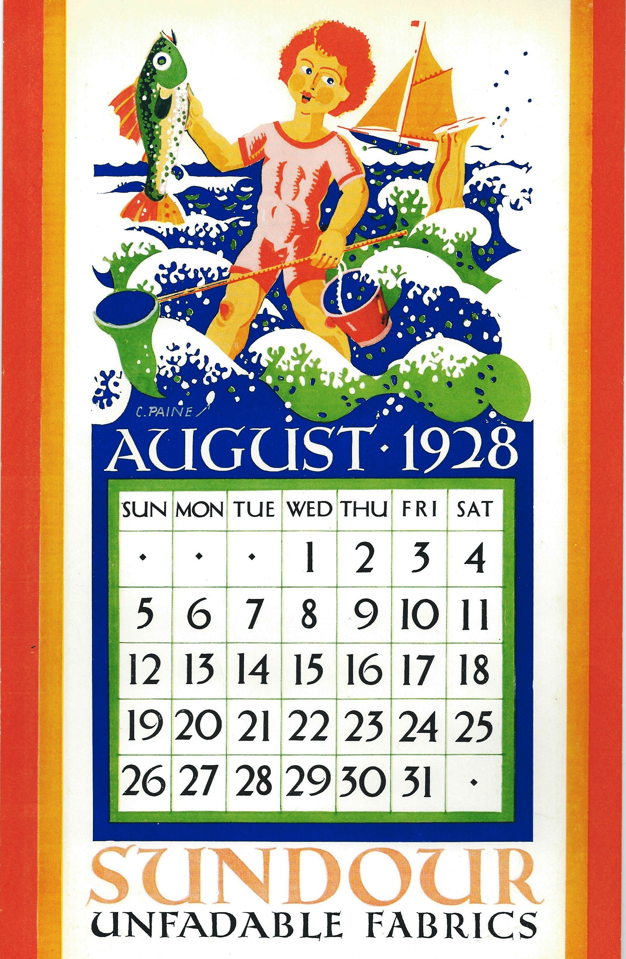 Sundour Calendar August 1928 2