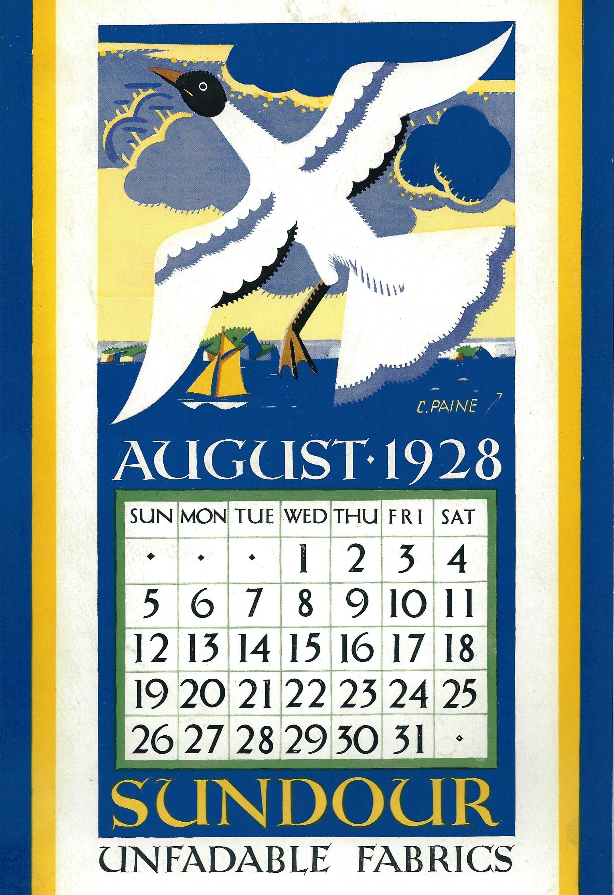 Sundour Calendar August 1928 1
