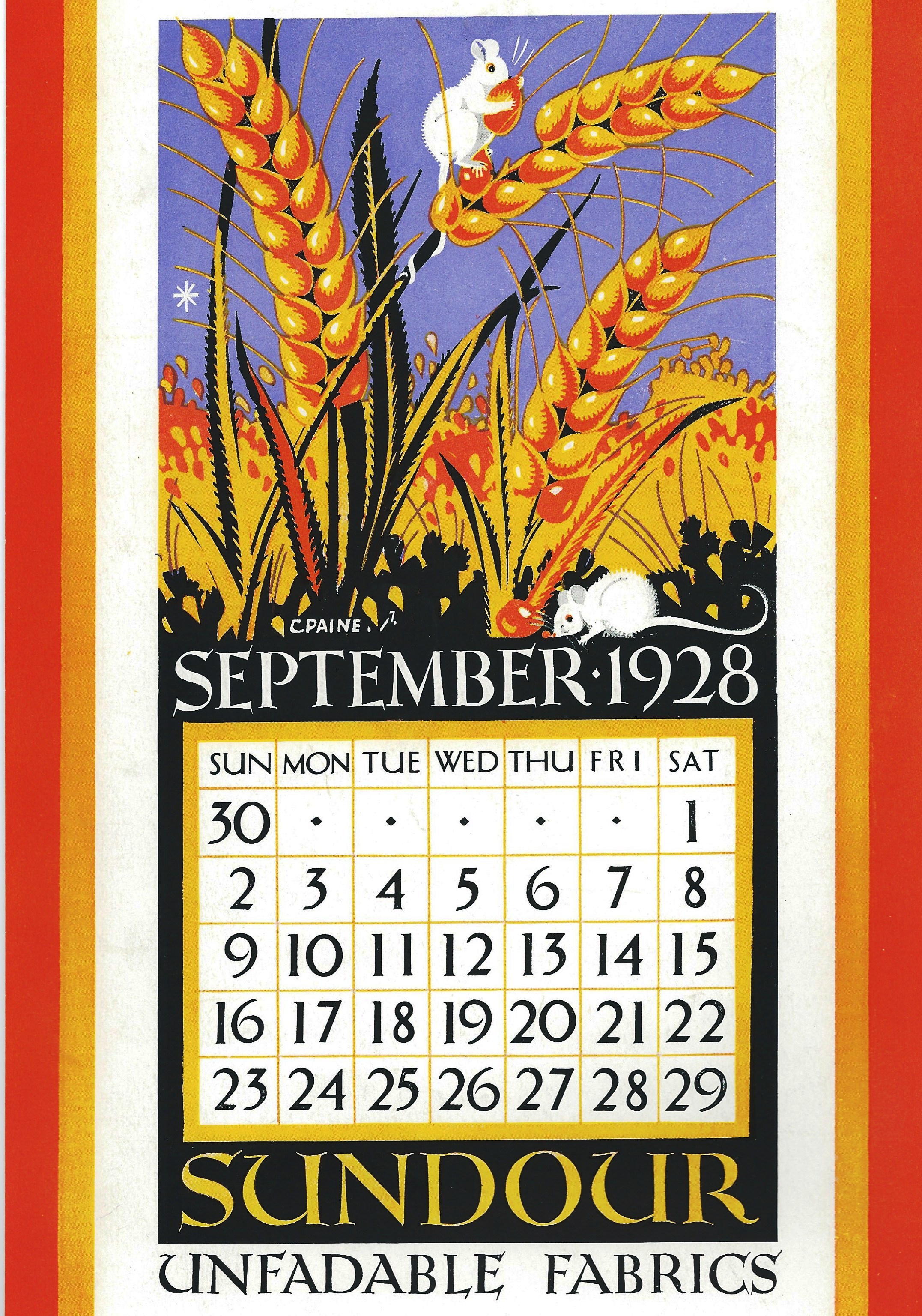 Sundour Calendar September 1928 2