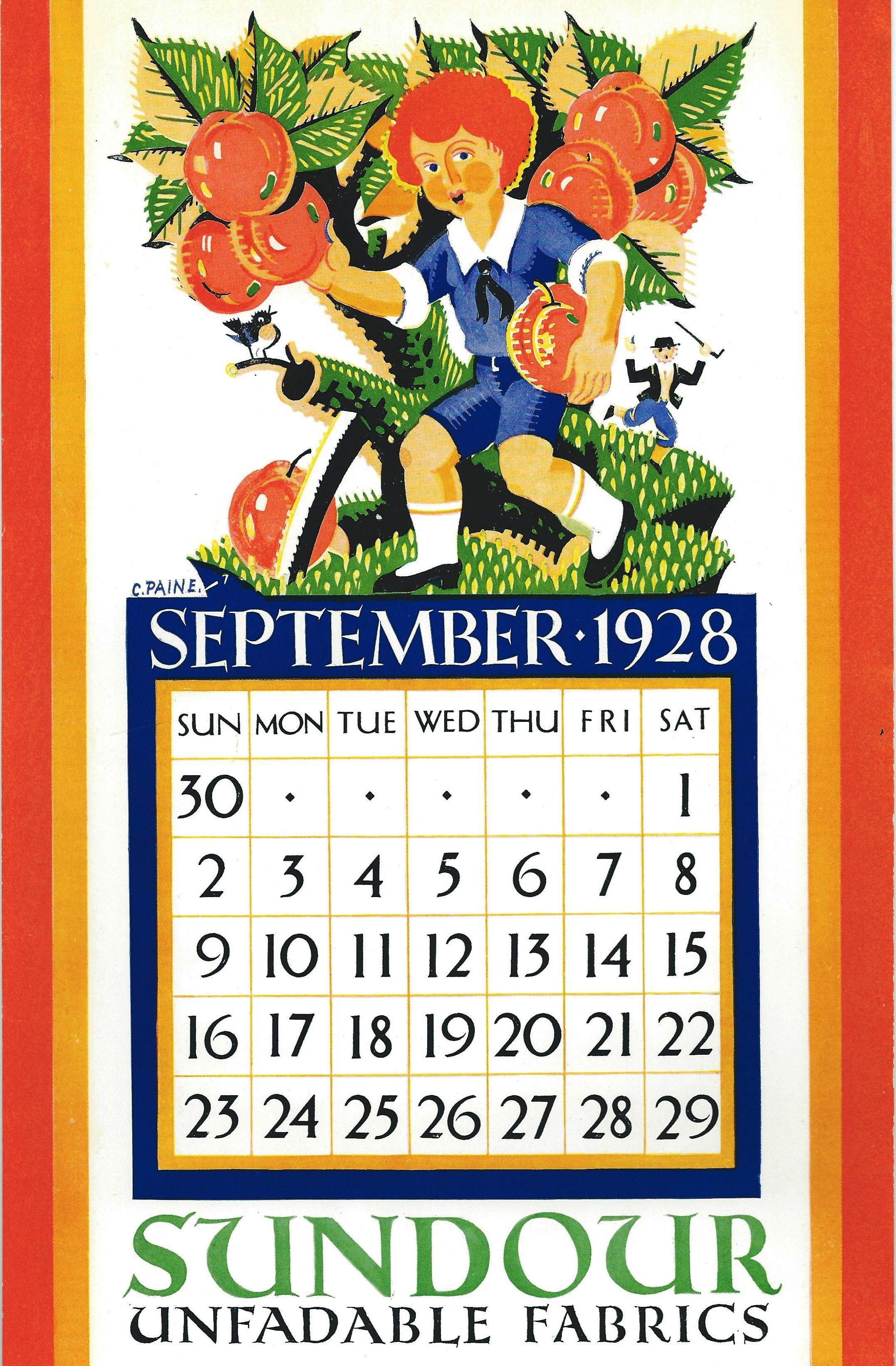 Sundour Calendar September 1928 1
