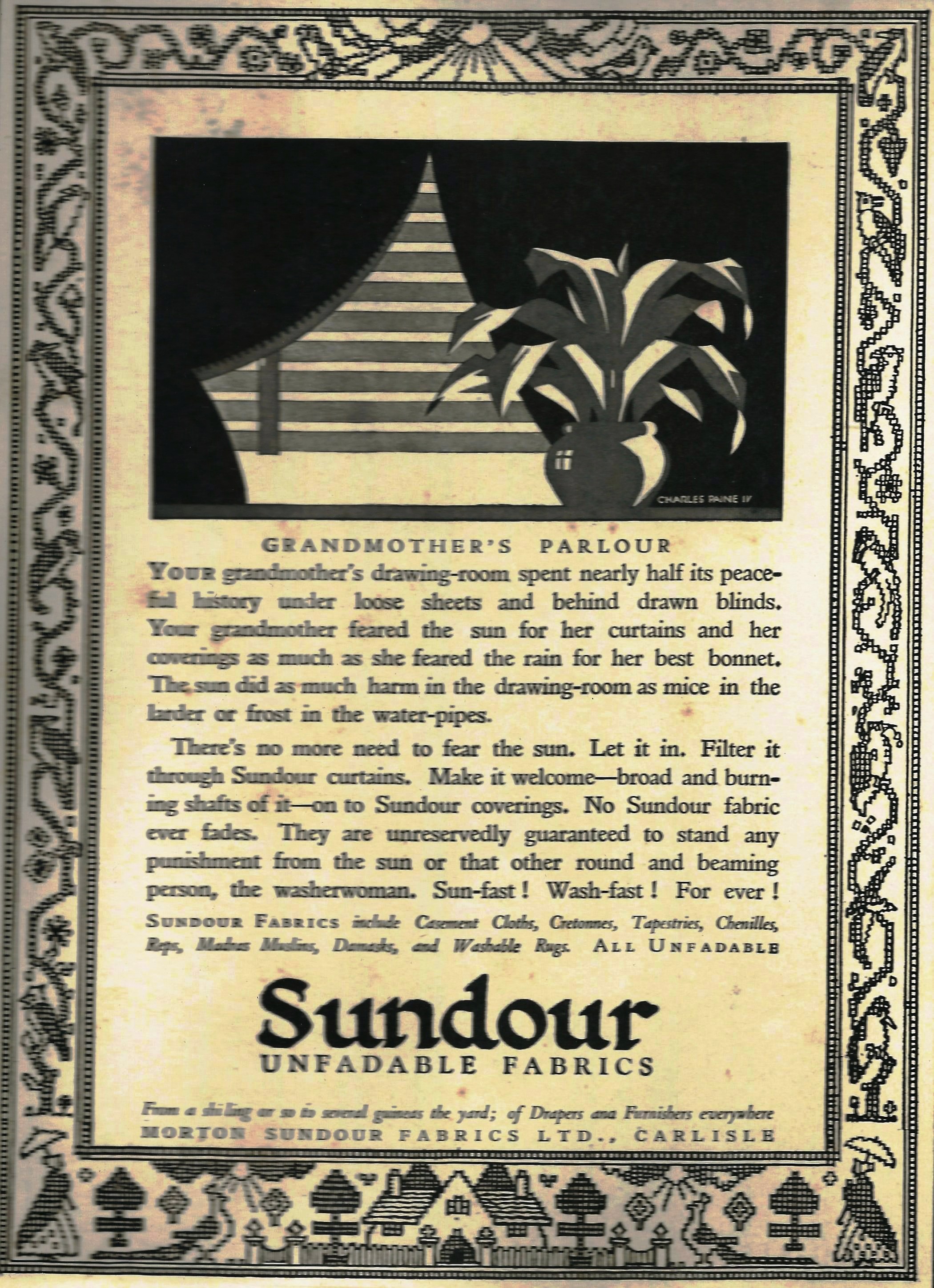 Grandmother's Parlour Sundour ad