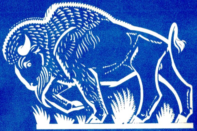 1 Buffalo - Bison United States stylised blue and white Sundour
