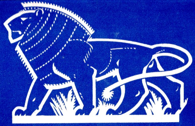 8 Lion Kenya stylised blue and white Sundour