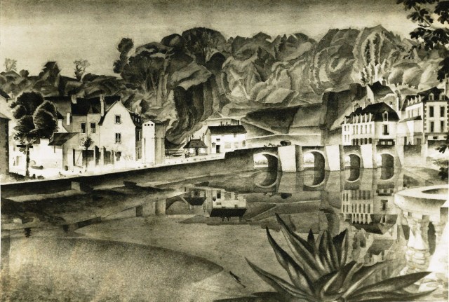 Auray, France, watercolour Paine 1944