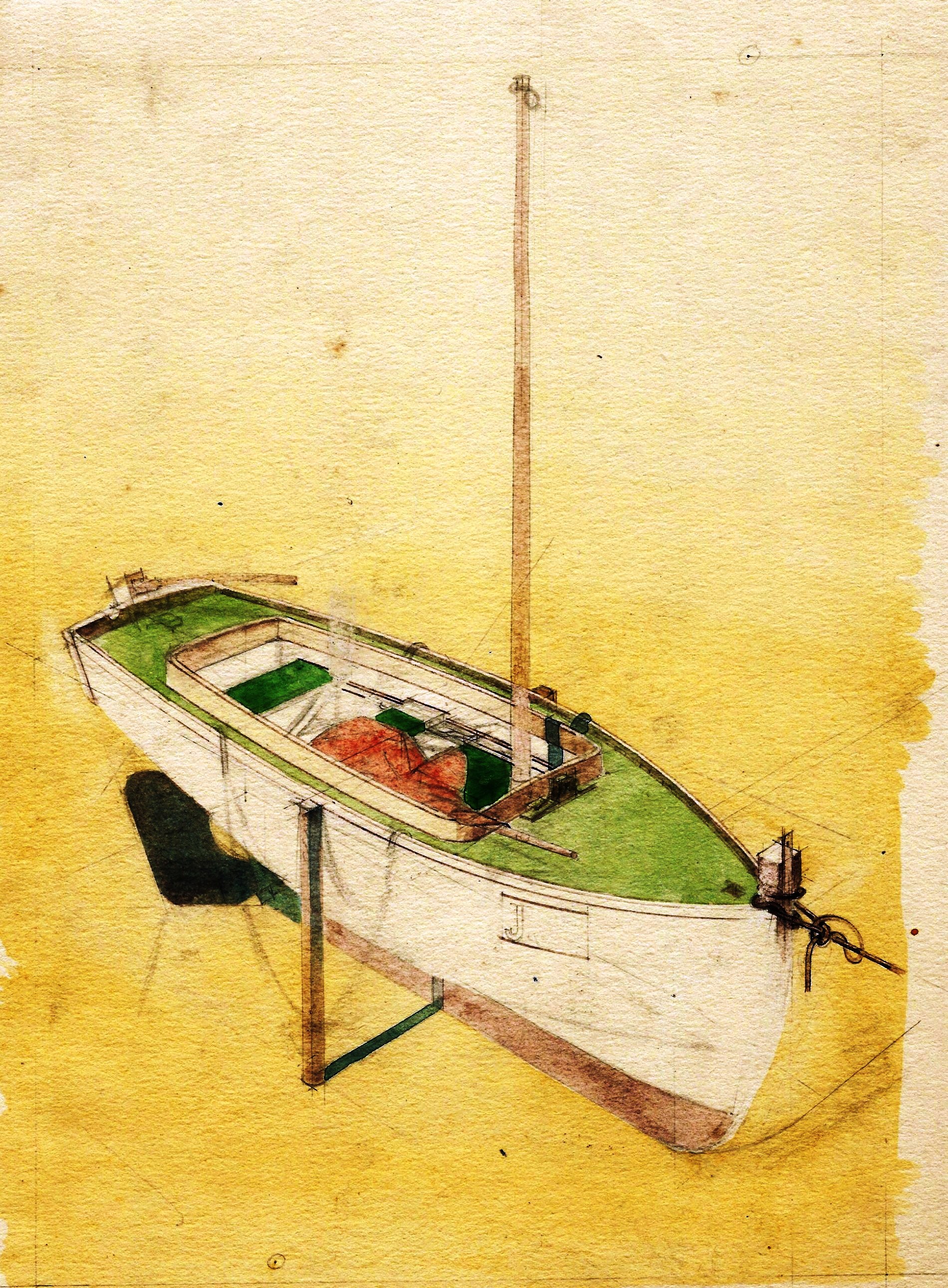 Boat in dock possibly 'Sorcini'