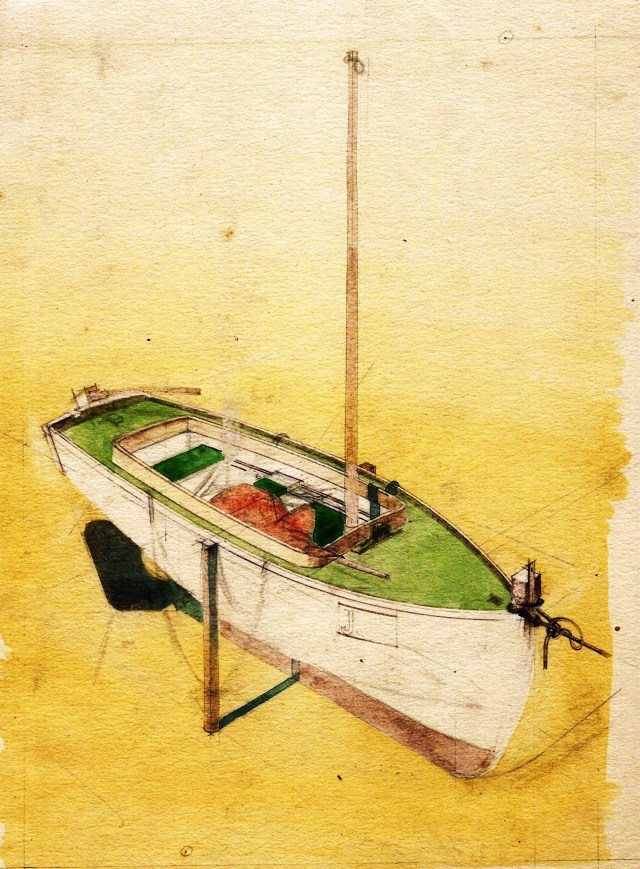 Boat in dock possibly 'Sorcini'