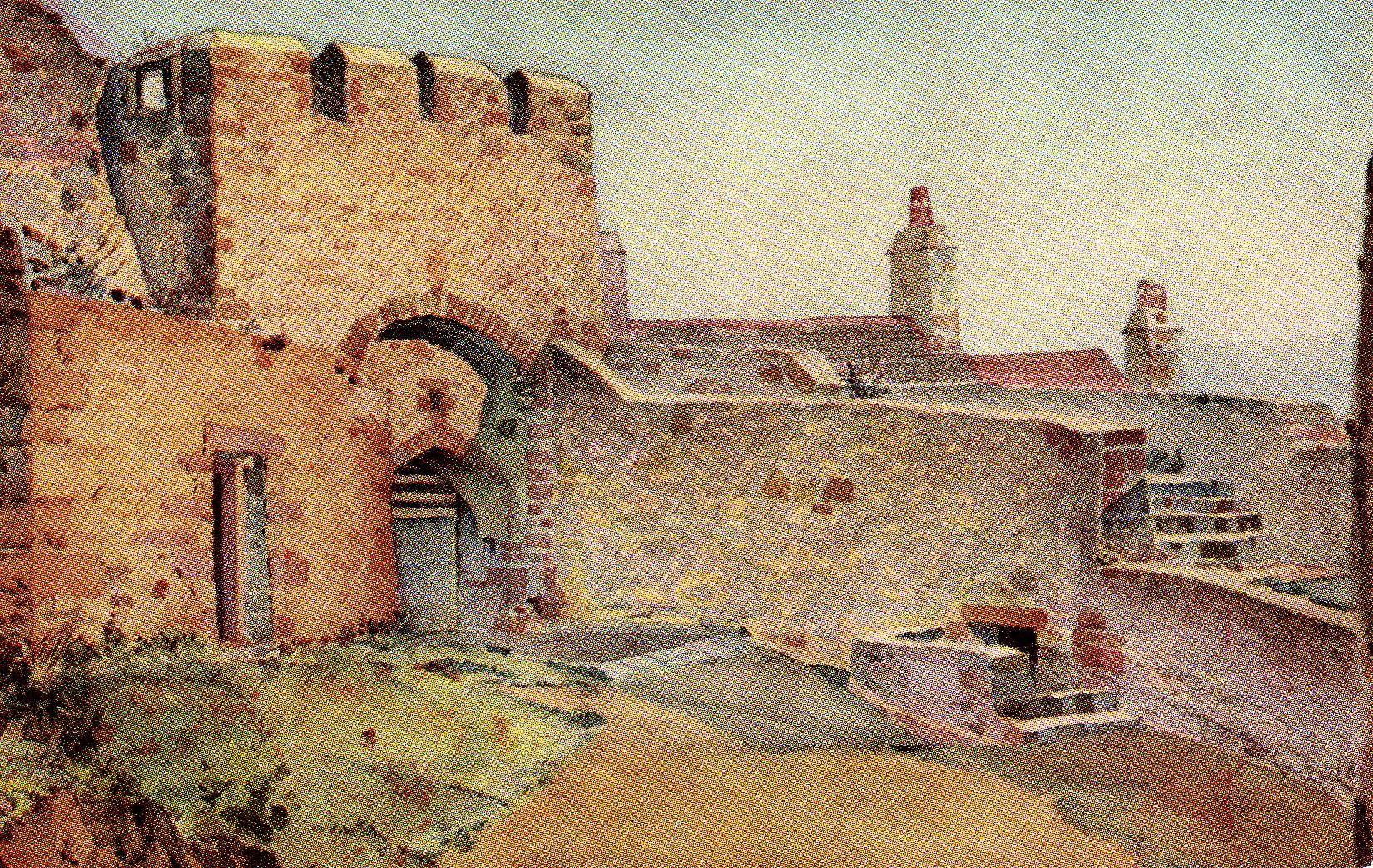 Jersey post card seriea CP - Entrance to the main gate Mont Orgueil castle