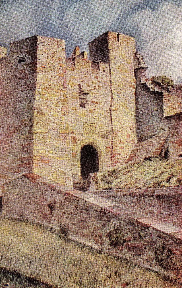 Jersey post card series Paine Queen Elizabeth Gate, Mt. Orgeuil Castle