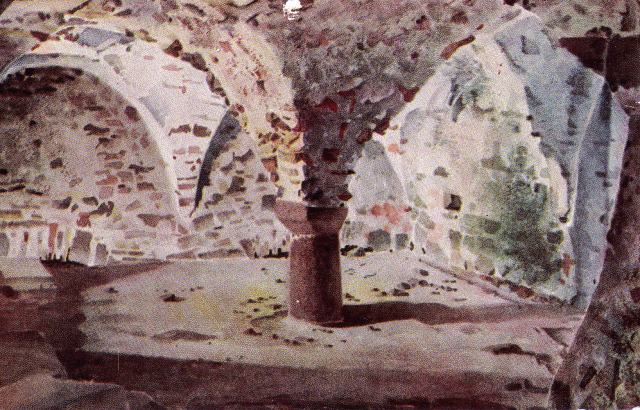 Jersey post card series CP - S. Mary'sCrypt c.12th century, Mt. Orgueil Castle