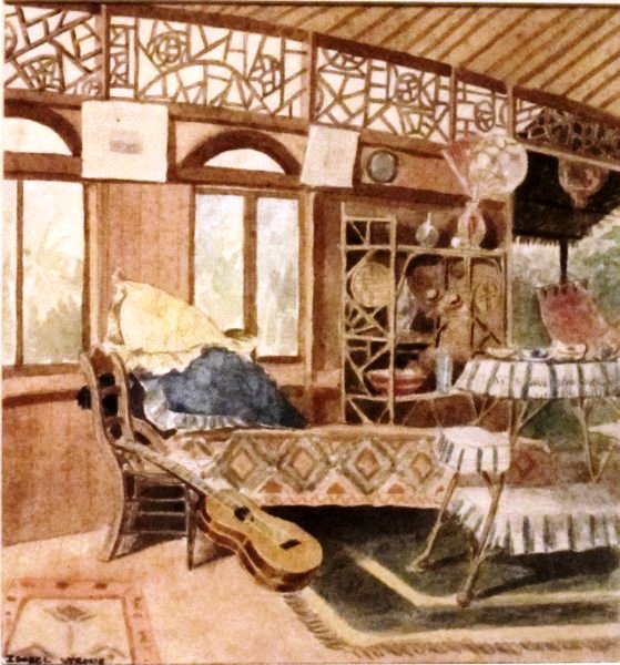 'Allen Herbert's House', 1896 watercolor by Isobel Osbourne, Honolulu Academy of Arts