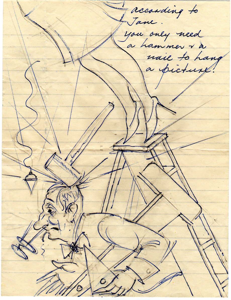 Picture hanging cartoon CP and Jane