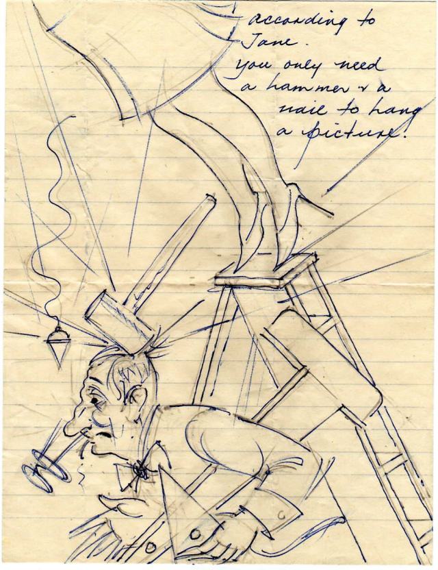 Picture hanging cartoon CP and Jane