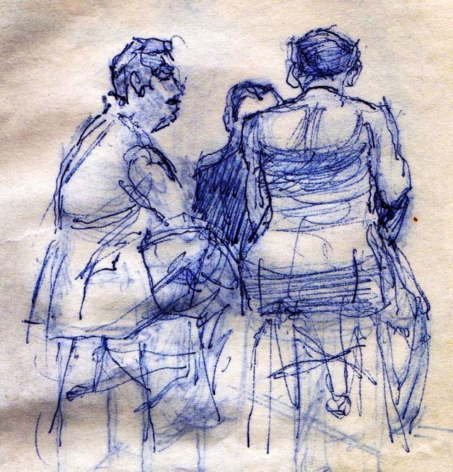 Three men on stools Paine